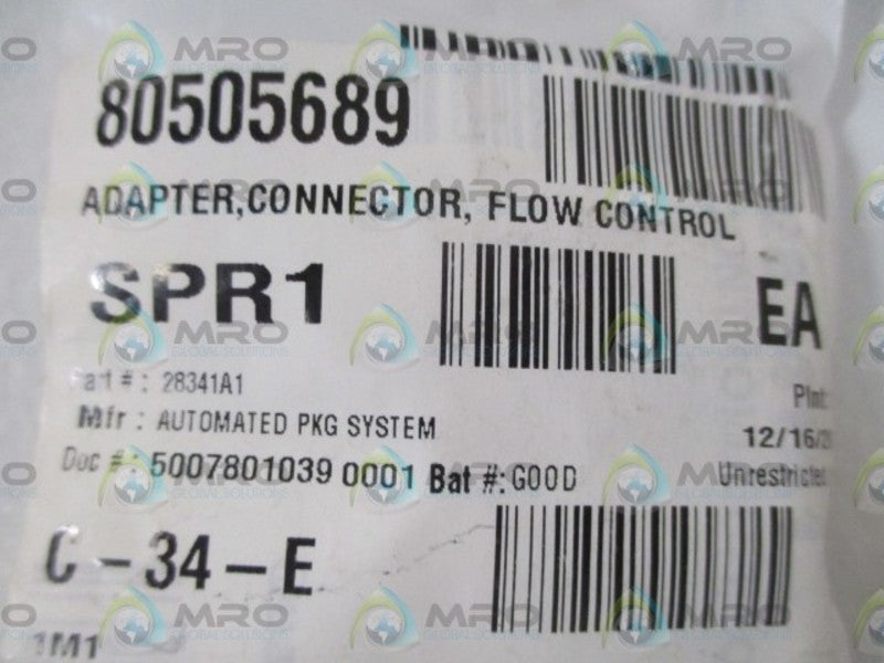AUTOMATED 28341A1 FLOW CONTROL CONNECTOR ADPATER  NSMP
