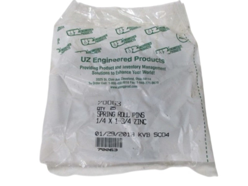 LOT OF 25 ENGINEERED SRPING ROLL PINS NSNP IN A FACTORY BAG
