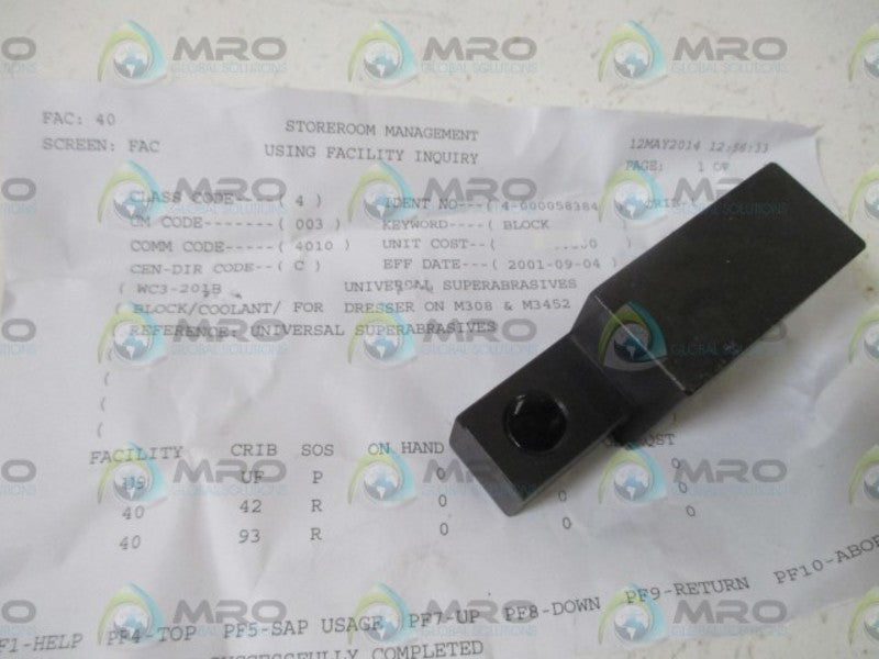 UNIVERSAL SUPRERABRASIVES WC3-201B BLOCK/COOLANT NSNP