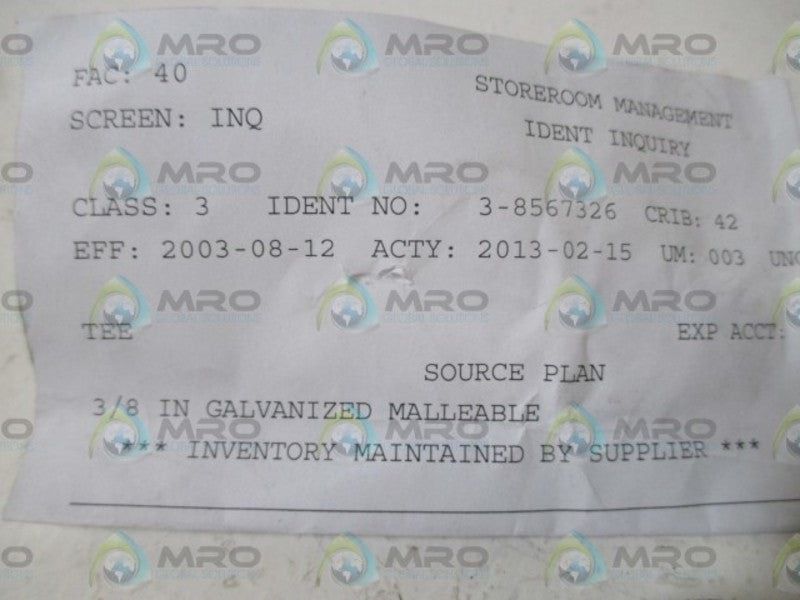 LOT OF 4 SOURCE PLAN 3-856736 3/8" TEE NSNP