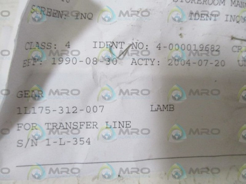 LAMB 1L175-312-007 GEAR  UNMP