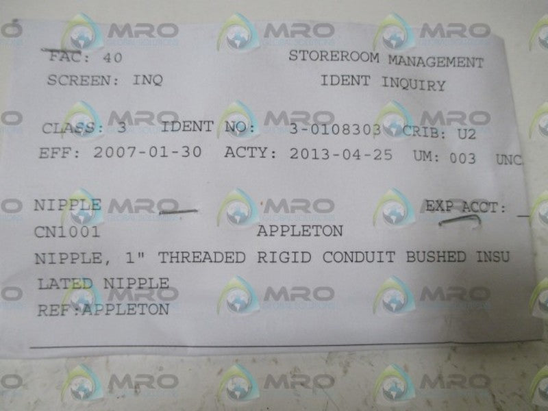 LOT OF 5 APPLETON CN1001 1'  NSNP
