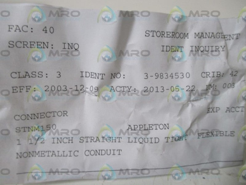 LOT OF 6 APPLETON STNM150 CONNECTOR NSNP