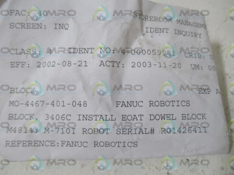 FANUC ROBOTICS MO-4467-401-048 BLOCK  NSNP