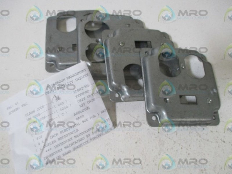 LOT OF 4 APPLETON 8375 4X4 IN. DUPLEX RECEPTACLE NSNP