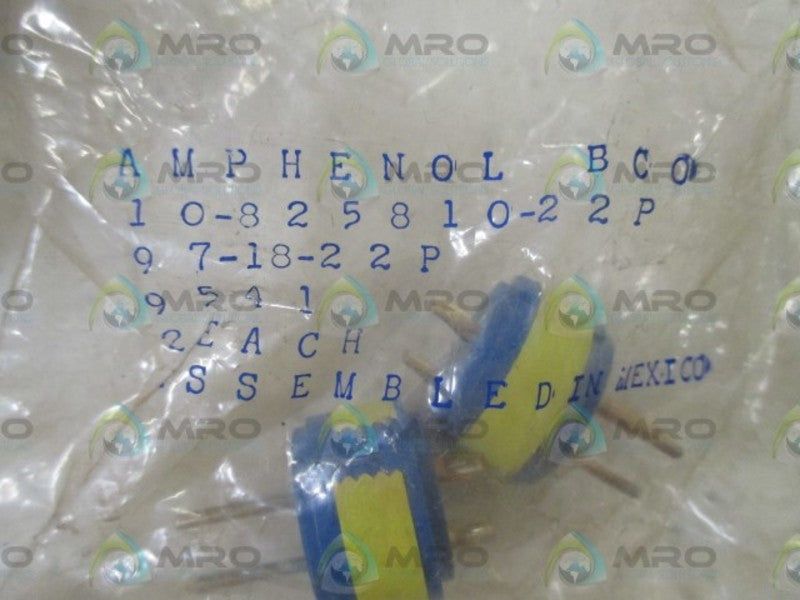 LOT OF 2 AMPHENOL 10-825810-22P CONNECTOR NSNP IN A FACTORY BAG