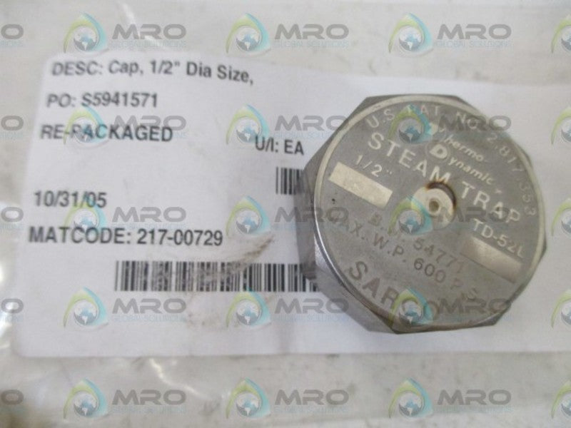 217-00729 CAP, 1/2" DIA. SIZE  NSNP IN A BAG