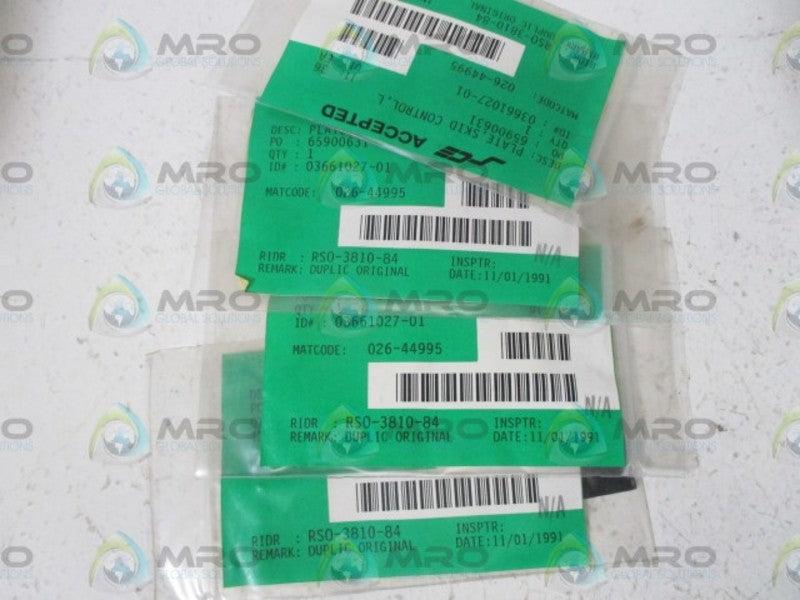 LOT OF 4 SCE 026-4495 SKID CONTROL PLATE NSNP IN A BAG