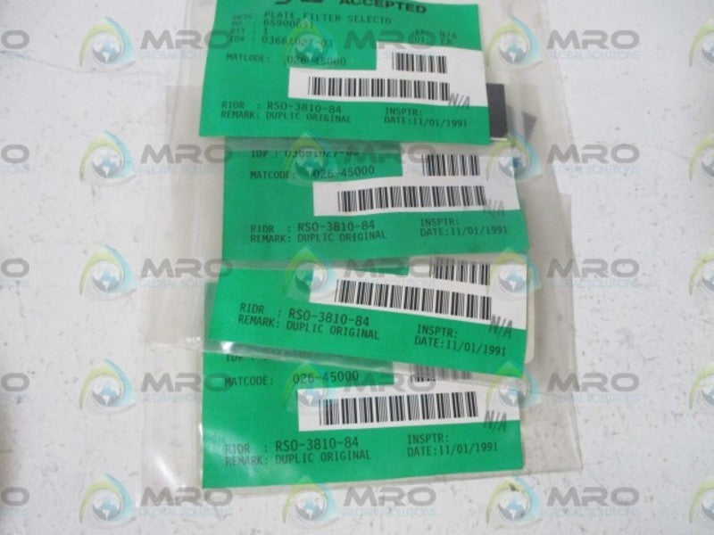 LOT OF 4 SCE 026-45000 FILTER SELECTO PLATE NSNP IN A BAG