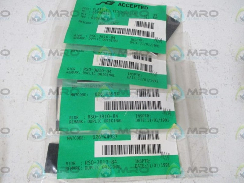 LOT OF 4 SCE 026-44987 FILTER SELECTO PLATE NSNP IN A BAG