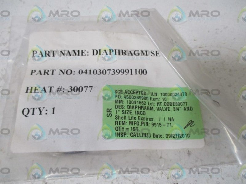LOT OF 2 SCE 04103073999110 DIAPHRAGM SET NSNP IN A BAG
