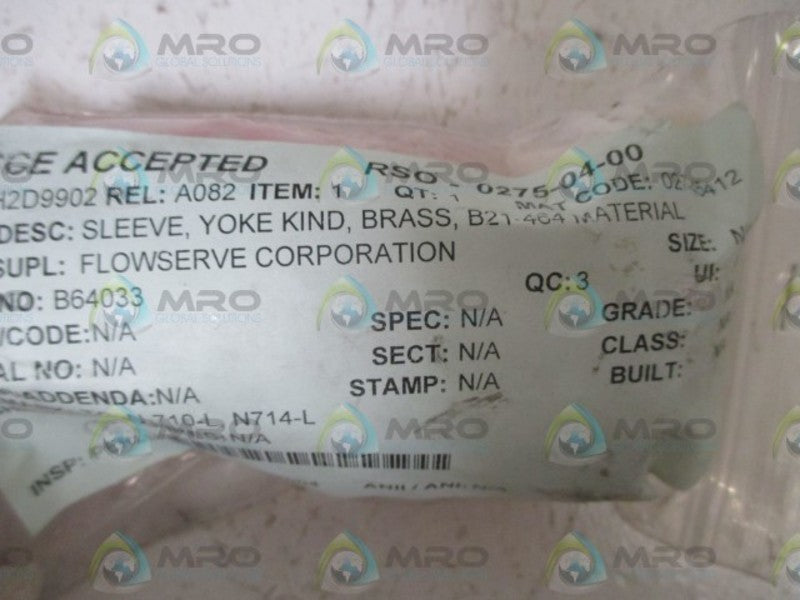 SCE RSO-0275-04-00 SLEEVE  NSNP IN A BAG
