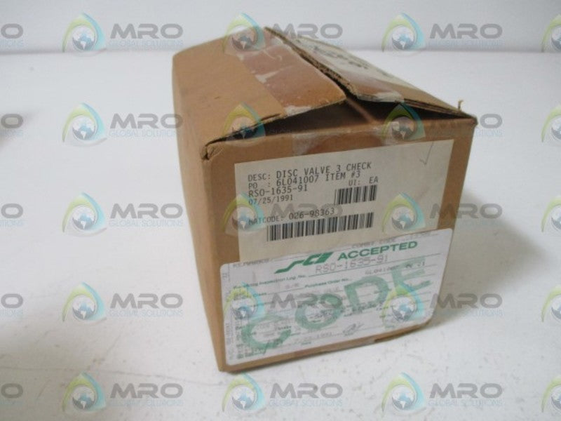 SCE RSO-1635-91 DISC VALVE  NSMP
