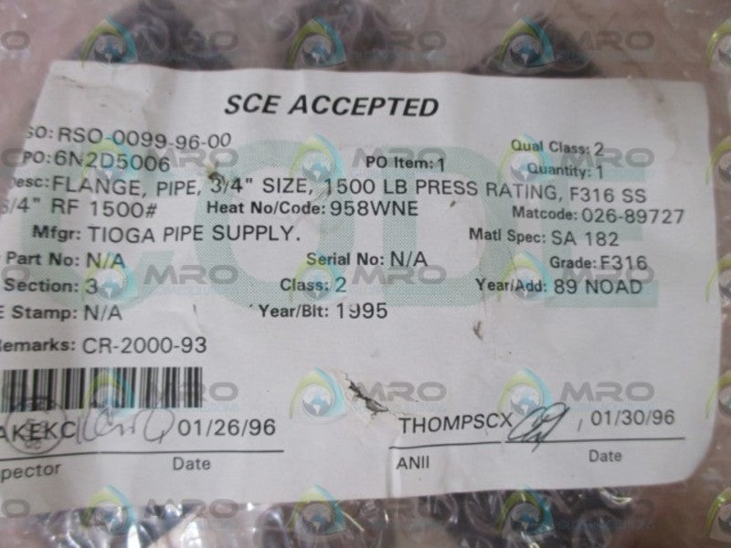 SCE RSO-0099-96-00 FLANGE PIPE 3/4"  NSNP