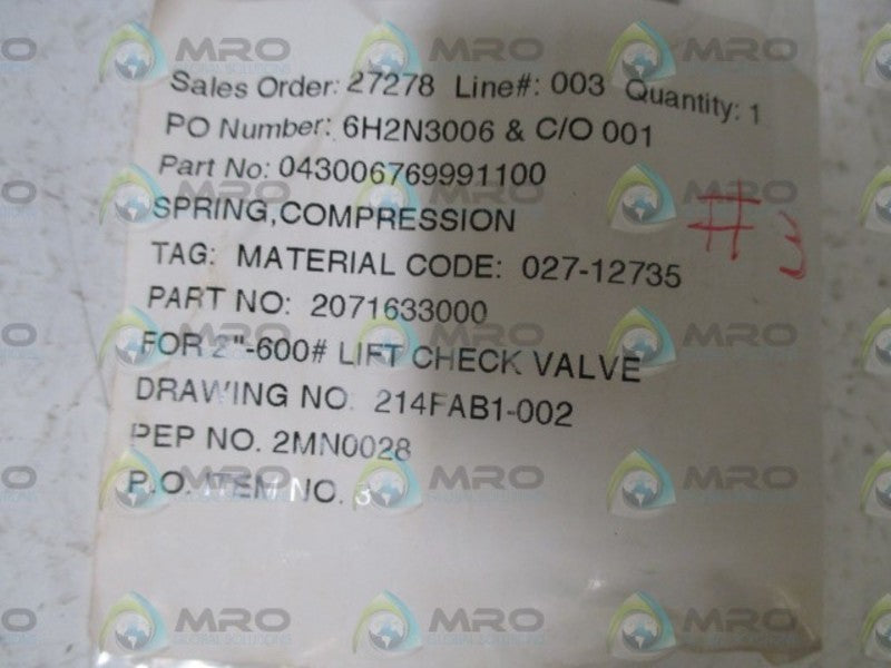 043006769991100 SPRING COMPRESSOR  NSNP IN A BAG