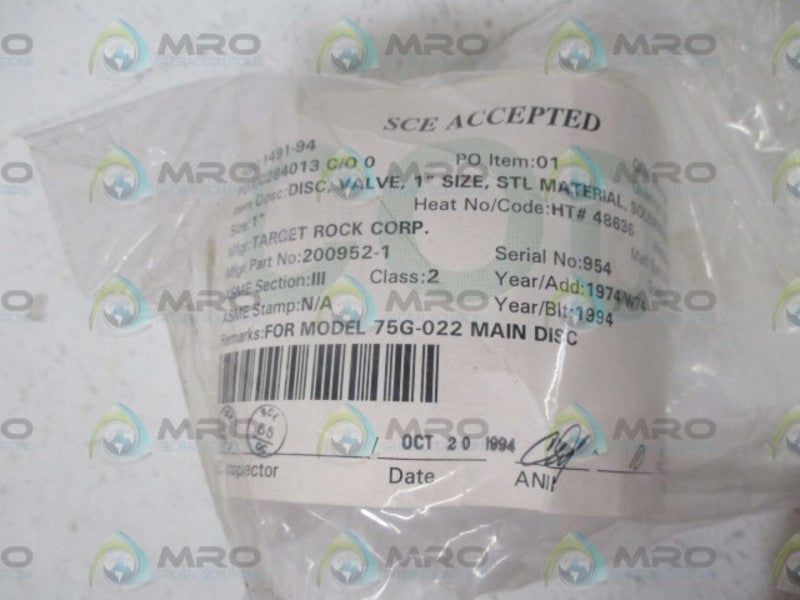 SCE 200952-1 DISC VALVE  NSNP IN A BAG