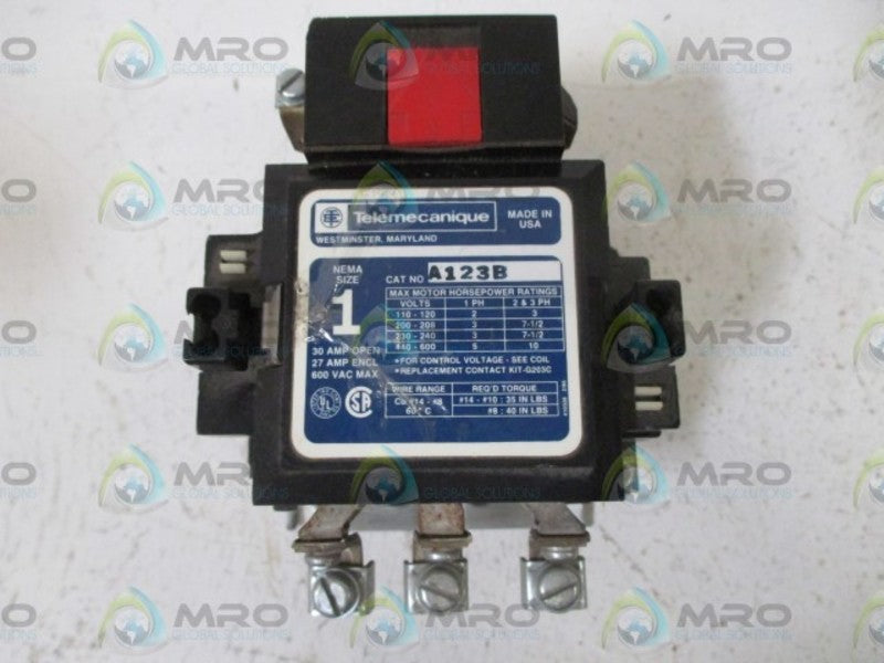 TELEMECANIQUE A123B CONTACTOR 24V  UNMP