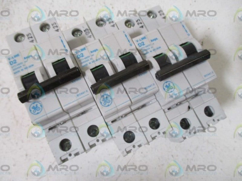 LOT OF 3 GENERAL ELECTRIC D2 V-LINE 277/480V 2-POLE CIRCUIT BREAKER  UNMP
