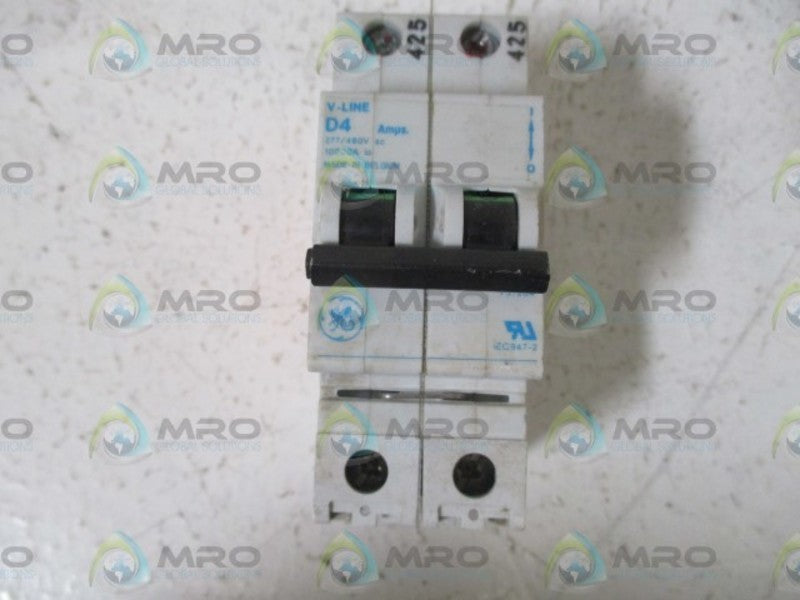 LOT OF 2 GENERAL ELECTRIC D4 V-LINE 277/480V 2-POLE CIRCUIT BREAKER  UNMP