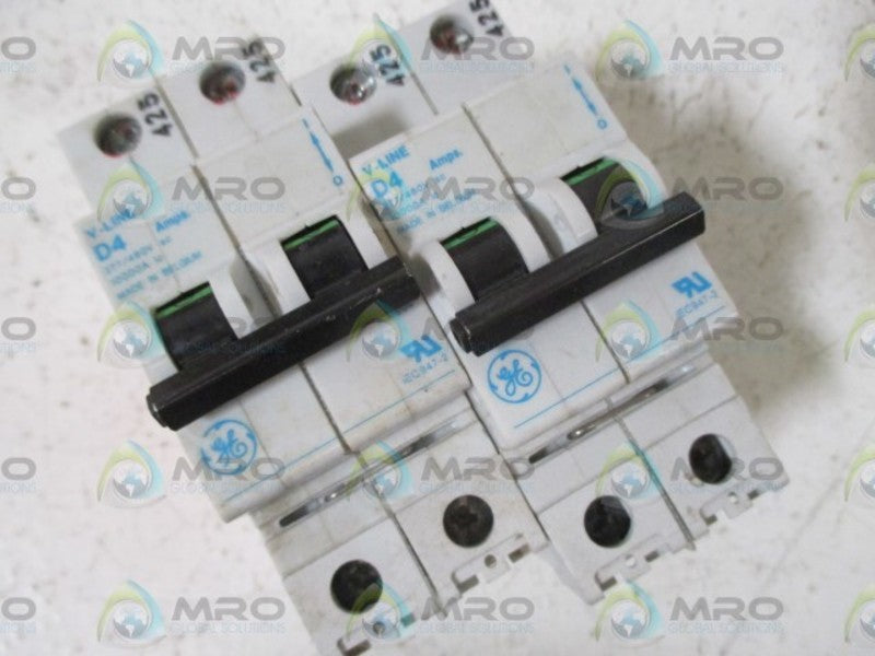 LOT OF 2 GENERAL ELECTRIC D4 V-LINE 277/480V 2-POLE CIRCUIT BREAKER  UNMP