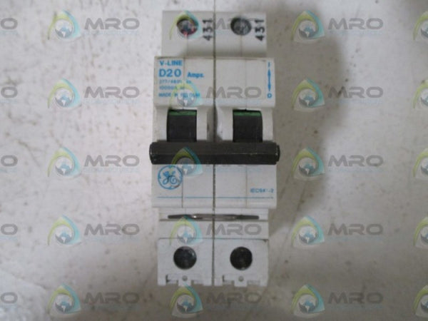 LOT OF 2 GENERAL ELECTRIC D20 V-LINE 277/480V 2-POLE CIRCUIT BREAKER  UNMP