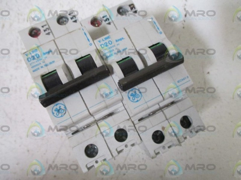 LOT OF 2 GENERAL ELECTRIC D20 V-LINE 277/480V 2-POLE CIRCUIT BREAKER  UNMP