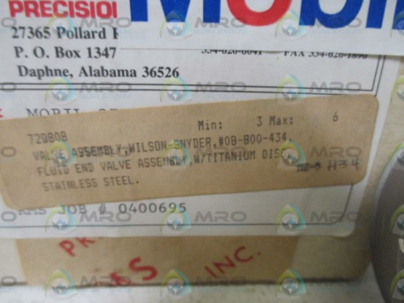 WILSON-SNYDER 08-800-434 VALVE ASSEMBLY  NSMP