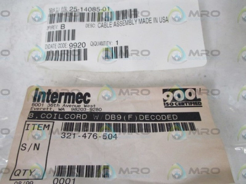 INTERMEC 321-476-504 CABLE ASSEMBLY  NSNP IN A BAG