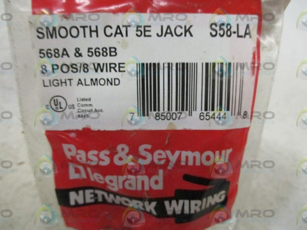 PASS & SEYMOUR S58-LA SMOOTH CAT 5E JACK  NSMP