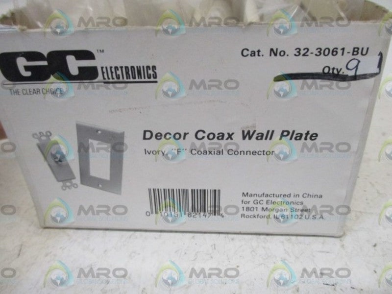 LOT OF 9 GC ELE. 32-3061-BU D?COR COAX WALL PLATE(BOX AS PICTURED)NSMP