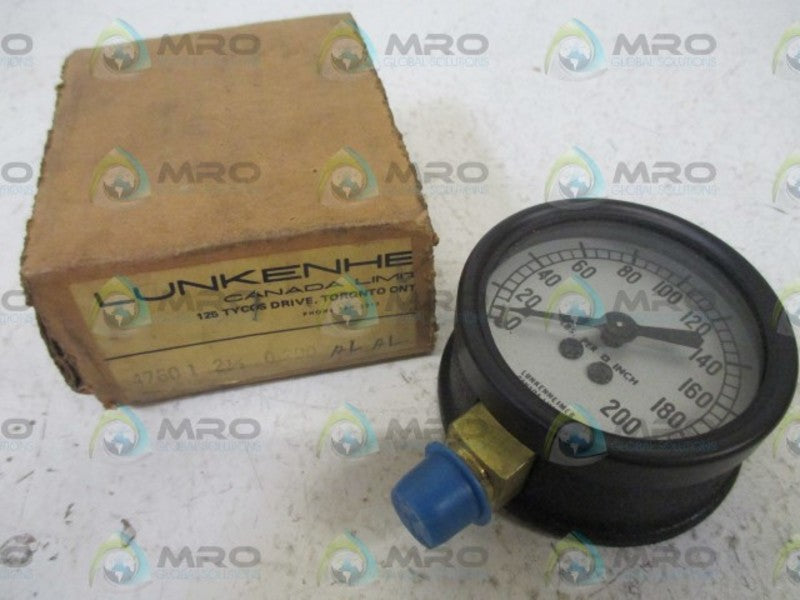 LUNKENHE 4760-1 GAUGE 0-200PSI  NSMP