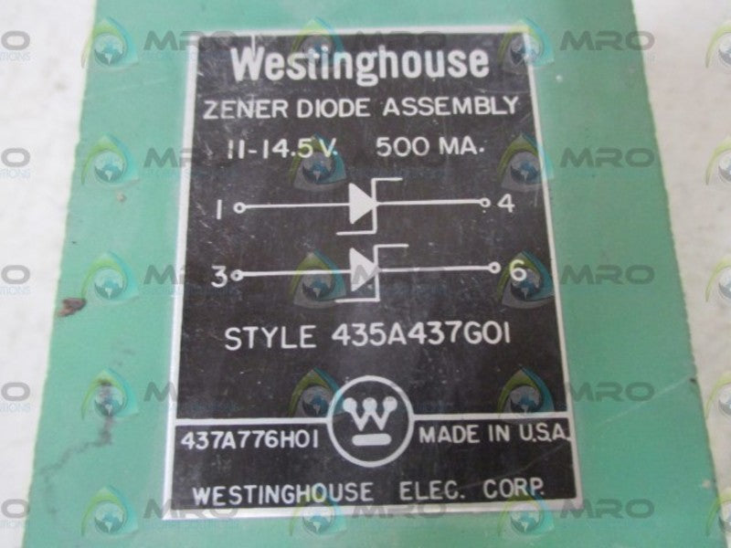 WESTINGHOUSE 435A437G01 ZENER DIODE ASSEMBLY  UNMP