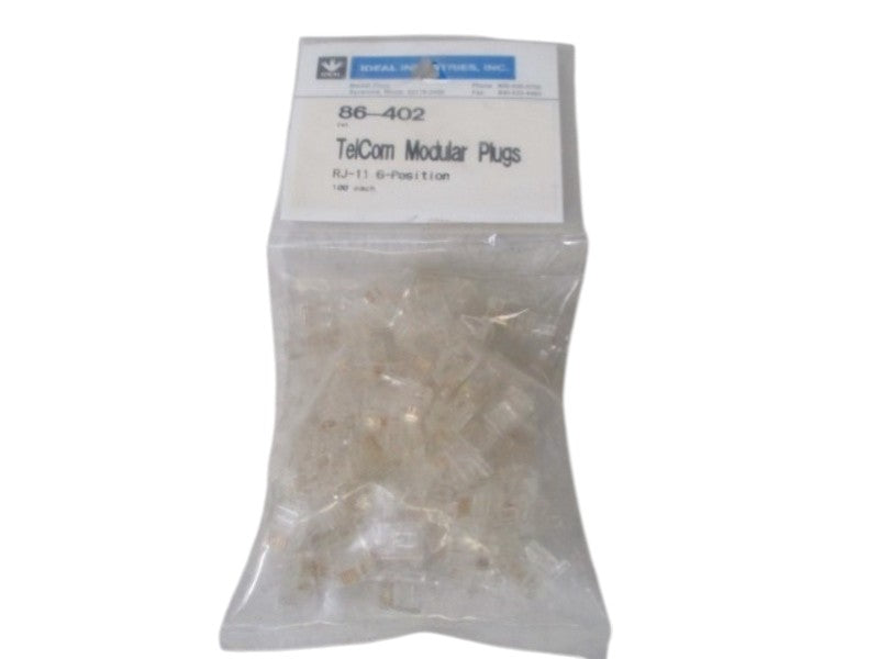 LOT OF 100 IDEAL 86-402 TELCOM MODULAR PLUGS NSNP IN A FACTORY BAG