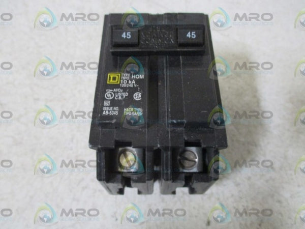 LOT OF 2 SQUARE D HOM245 CIRCUIT BREAKER UNMP