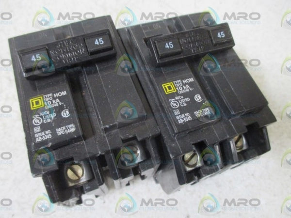 LOT OF 2 SQUARE D HOM245 CIRCUIT BREAKER UNMP