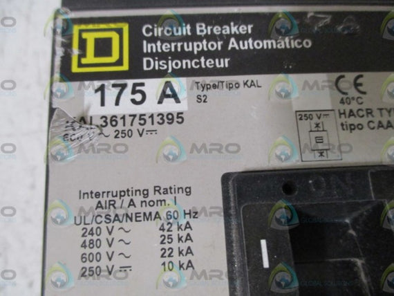 SQUARE D KAL361751395 CIRCUIT BREAKER  UNMP
