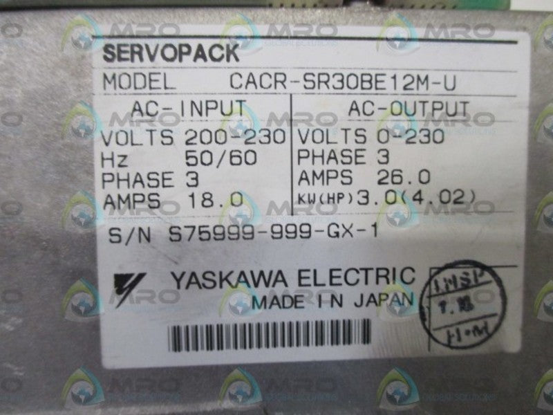YASKAWA CACR-SR30BE12M-U SERVOPACK SERVO DRIVE  NSNP