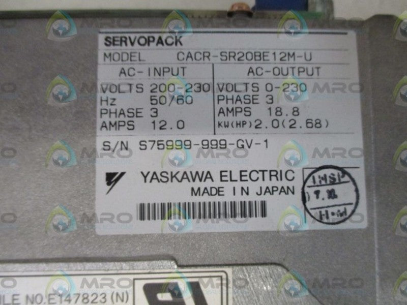 YASKAWA CACR-SR20BE12M-U SERVOPACK SERVO DRIVE  NSNP