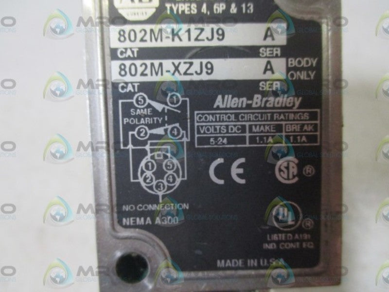 INDUSTRIAL SPARE PART 802M-K1ZJ9 SER.A LIMIT SWITCH  UNMP