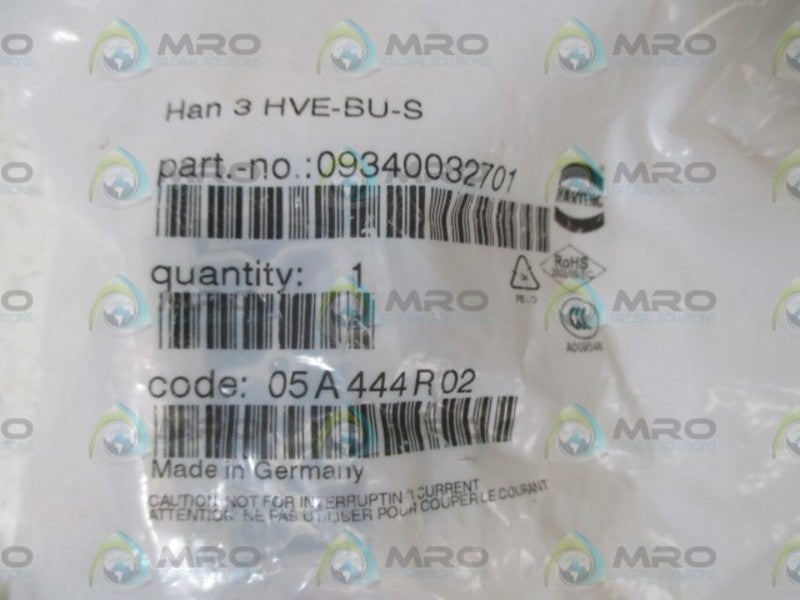 HARTING HVE-BU-S CONNECTOR  NSMP