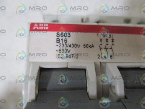 ABB S503 B16 CIRCUIT BREAKER 230/400V 50KA  UNMP