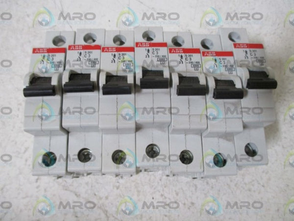 LOT OF 7 ABB S201 C3 CIRCUIT BREAKER UNMP