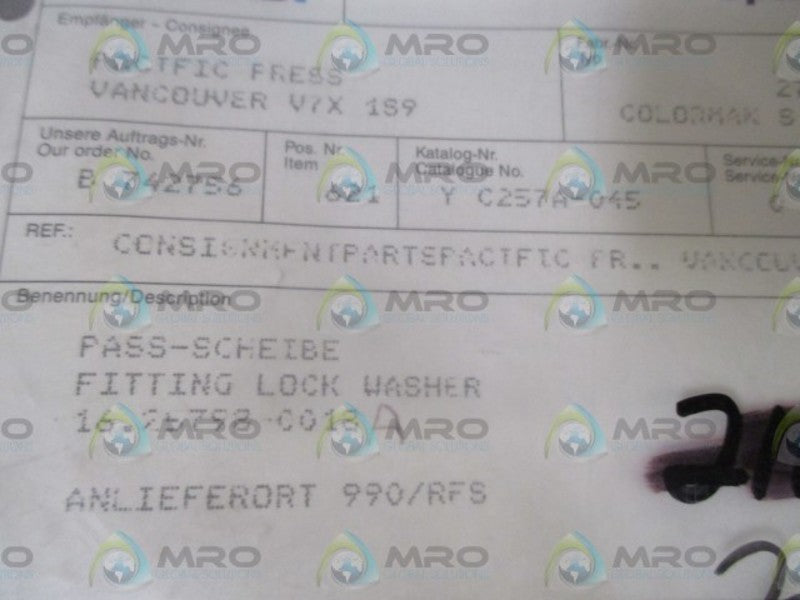 MANROLAND 16.25798-0018 FITTING LOCK WASHER  NSNP IN A BAG