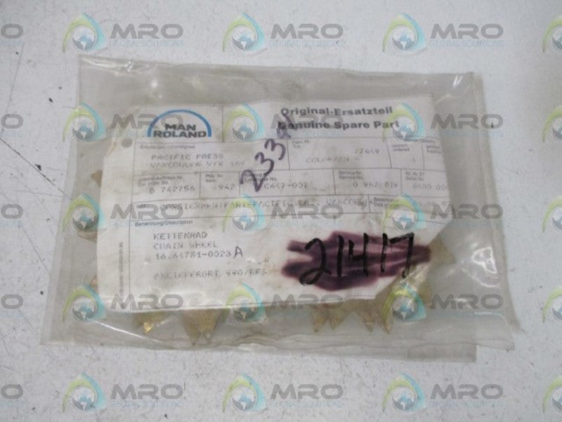 LOT OF 4 MANROLAND 16.24781-0023 CHAIN WHEEL NSNP IN A BAG