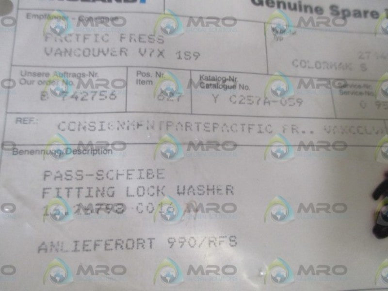 MANROLAND 16.25798-0016 FITTING LOCK WASHER  NSNP IN A BAG
