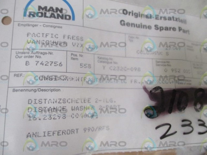 MANROND 16.23298-0046 DISTANCE WASHER  NSNP IN A BAG