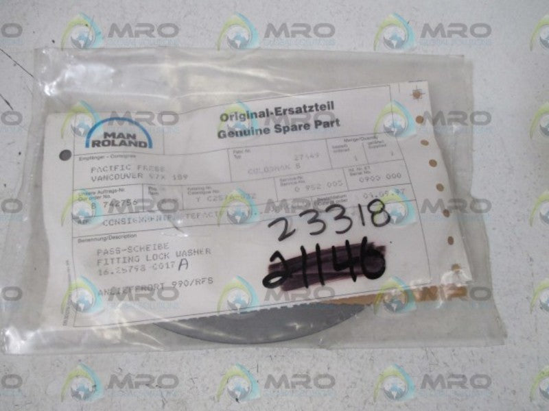 LOT OF 2 MANROLAND 16.25798-0017 FITTING LOCK WASHER NSNP IN A BAG