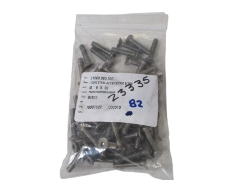 LOT OF 82 PACIFIC NSNPSPAPER GROUP 510.060.030 SOCKET SCREW NSNP IN A BAG