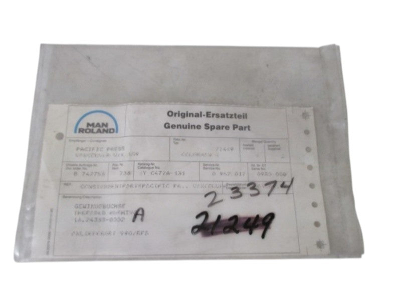LOT OF 2 MANROLAND 16.24368-0002 THREATED BUSHING NSNP IN A BAG