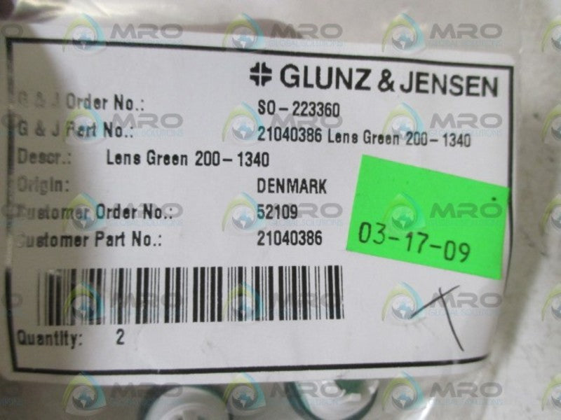 LOT OF 2 GLUNZ & JENSEN 200-1340 GREEN LENS NSNP IN A BAG